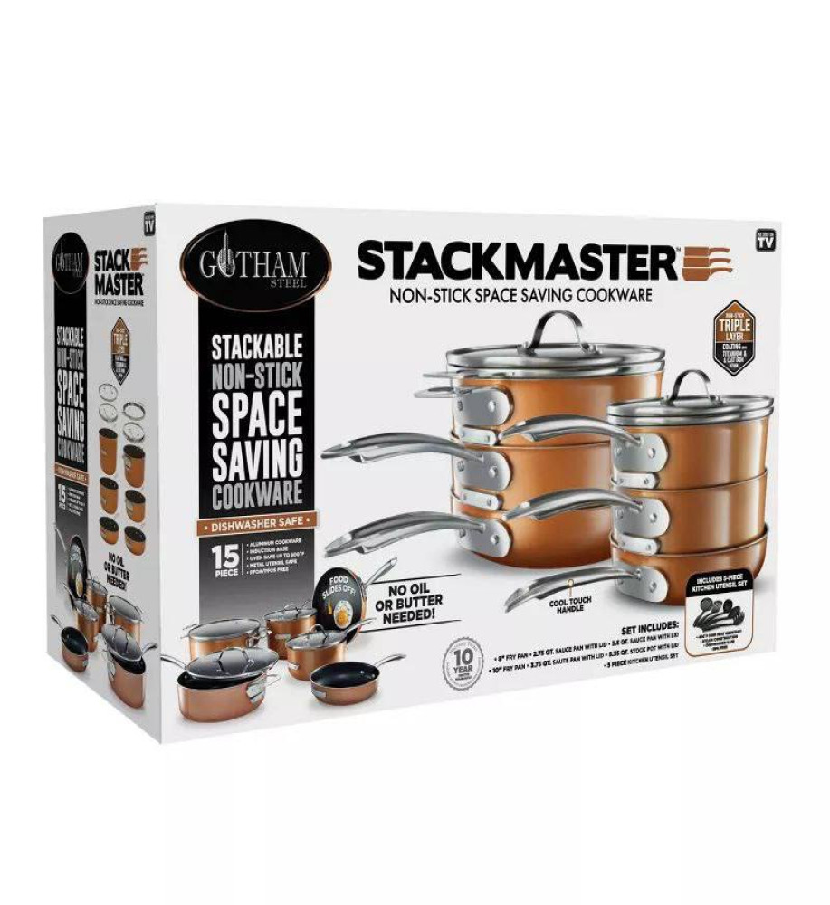 Gotham Steel Stackmaster 10 Piece Cookware Set - Kitchen And Beyond