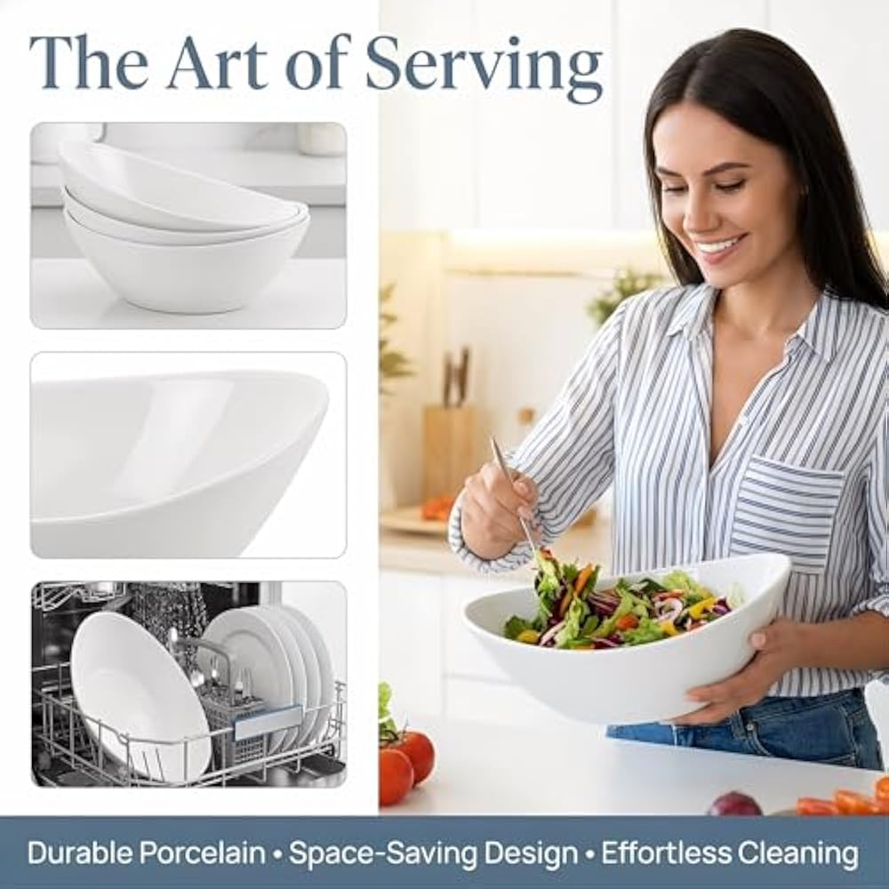 Over-and-Back 4-Piece Porcelain Serving Bowl Set (4 Bowls)
