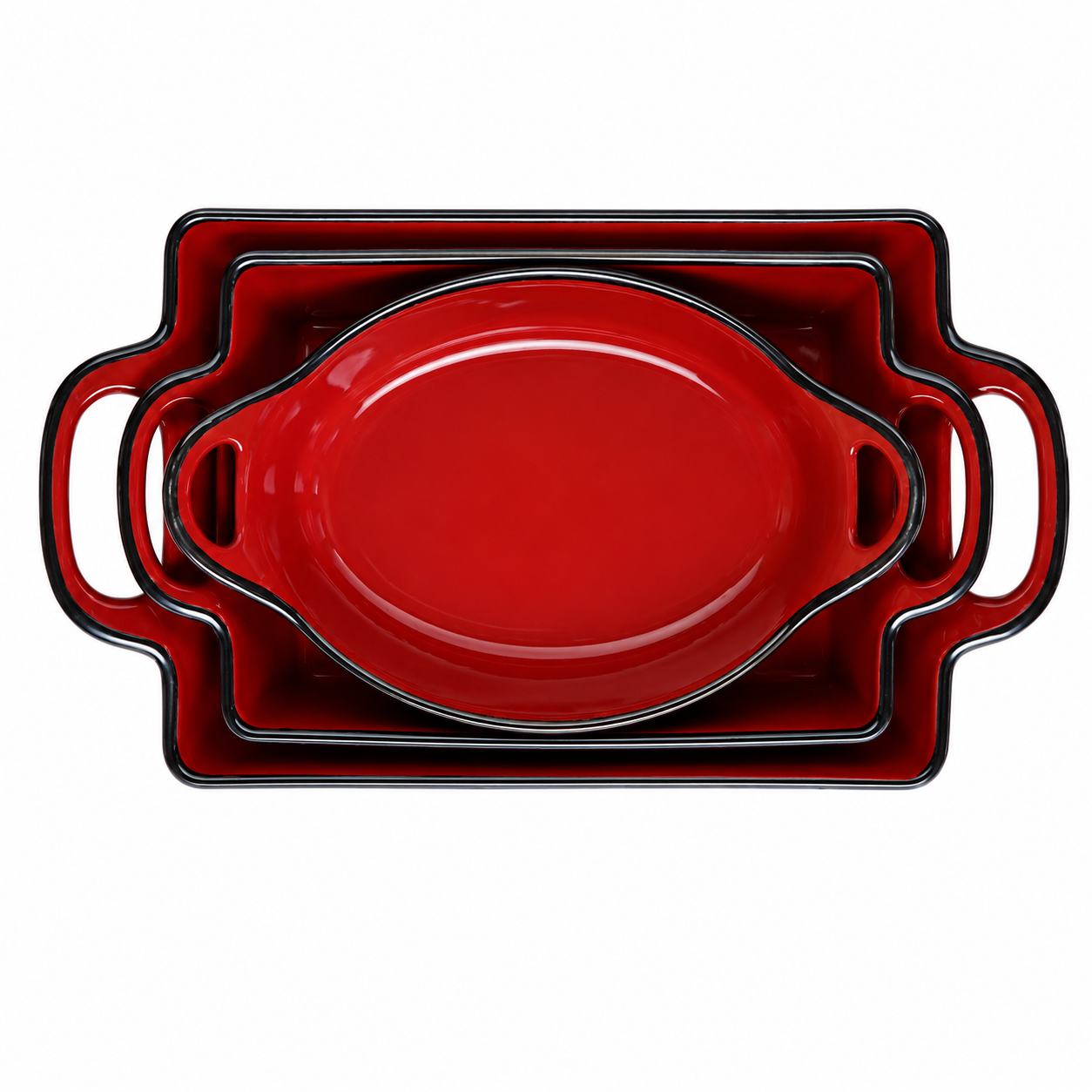 MM 3 Piece Porcelain Serve Ware & Bakeware Set - Red