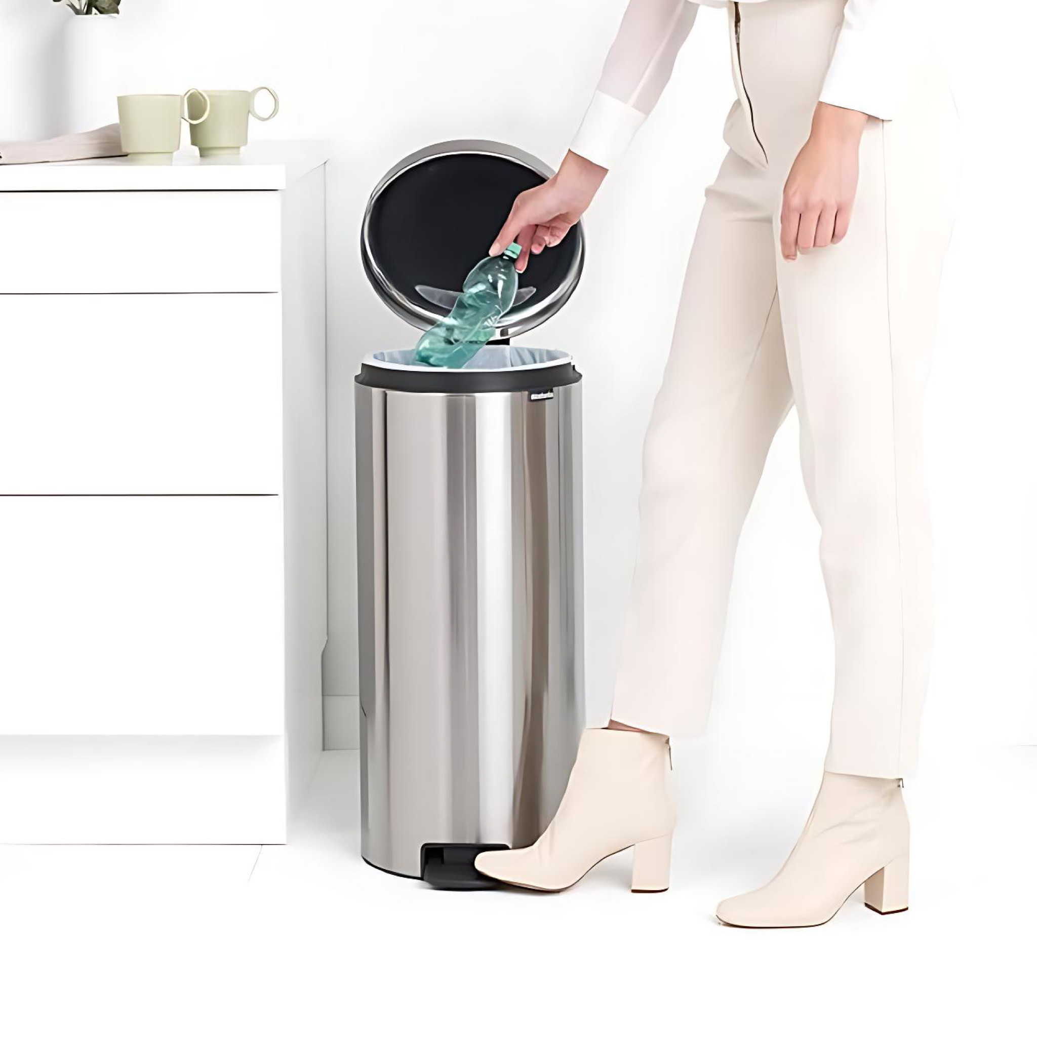 Brabantia 30L NewIcon Pedal Bin, Stainless Steel