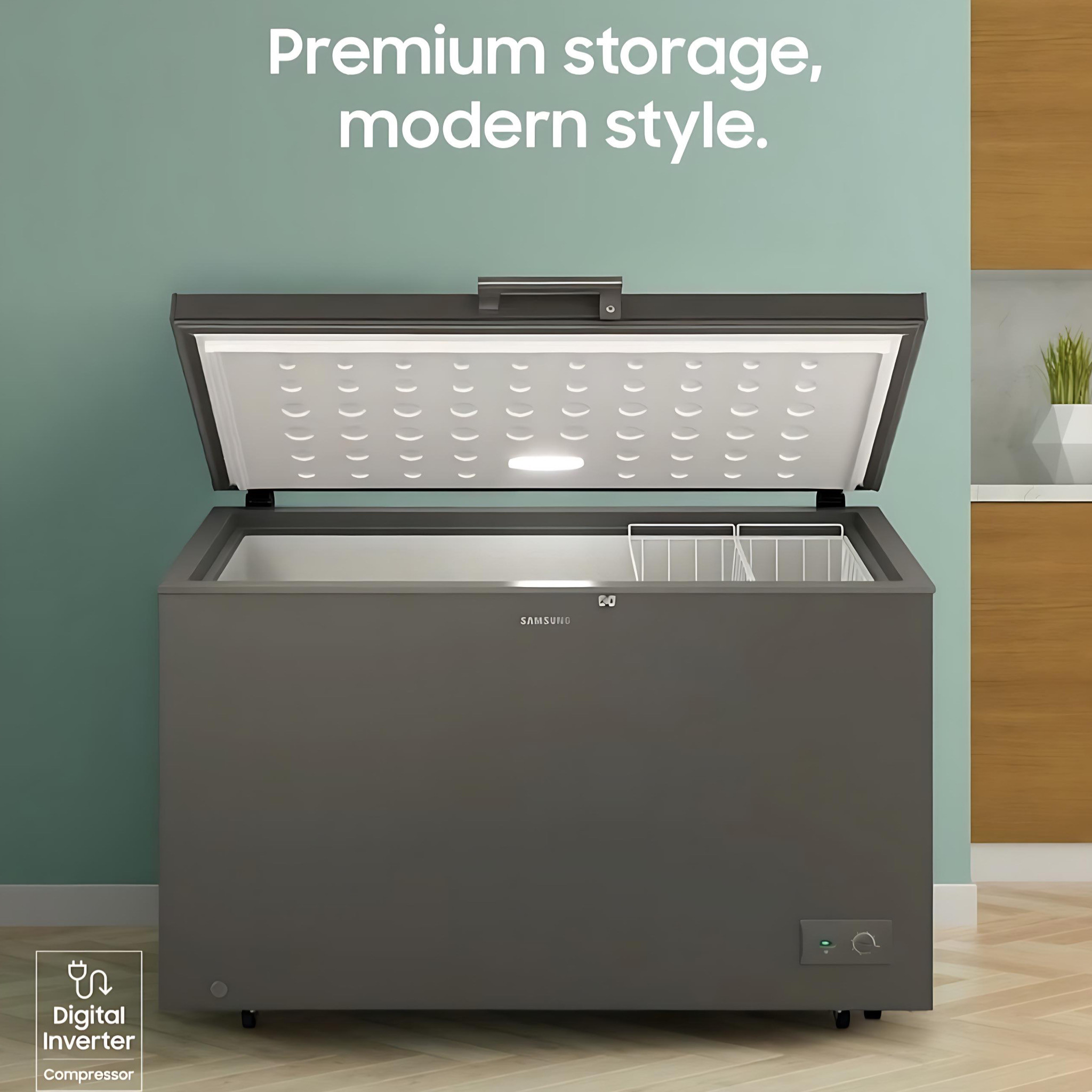 Samsung 371L Chest freezer with Power Freeze Function Dark Gray