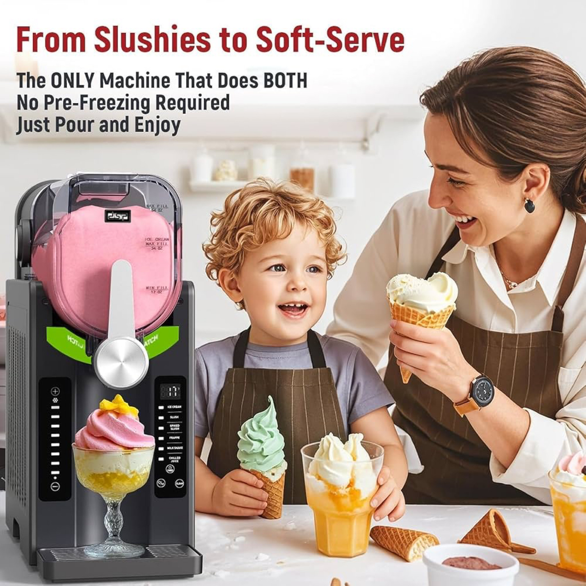DSP KJ3085 Slushy Maker, Frozen Drinks, Slushie, Ice Cream Maker