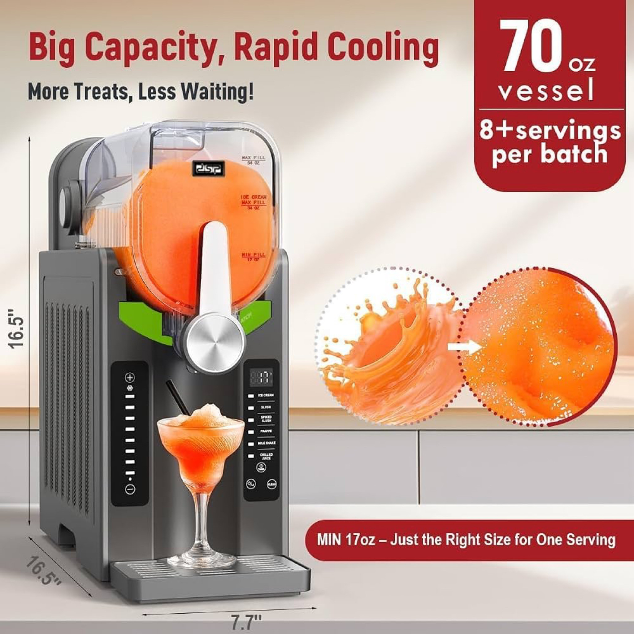 DSP KJ3085 Slushy Maker, Frozen Drinks, Slushie, Ice Cream Maker