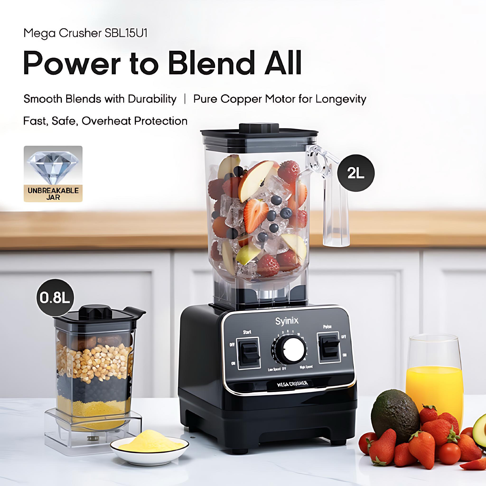 SYINIX 2in1 MEGA CRUSHER BLENDER - SBL15U1