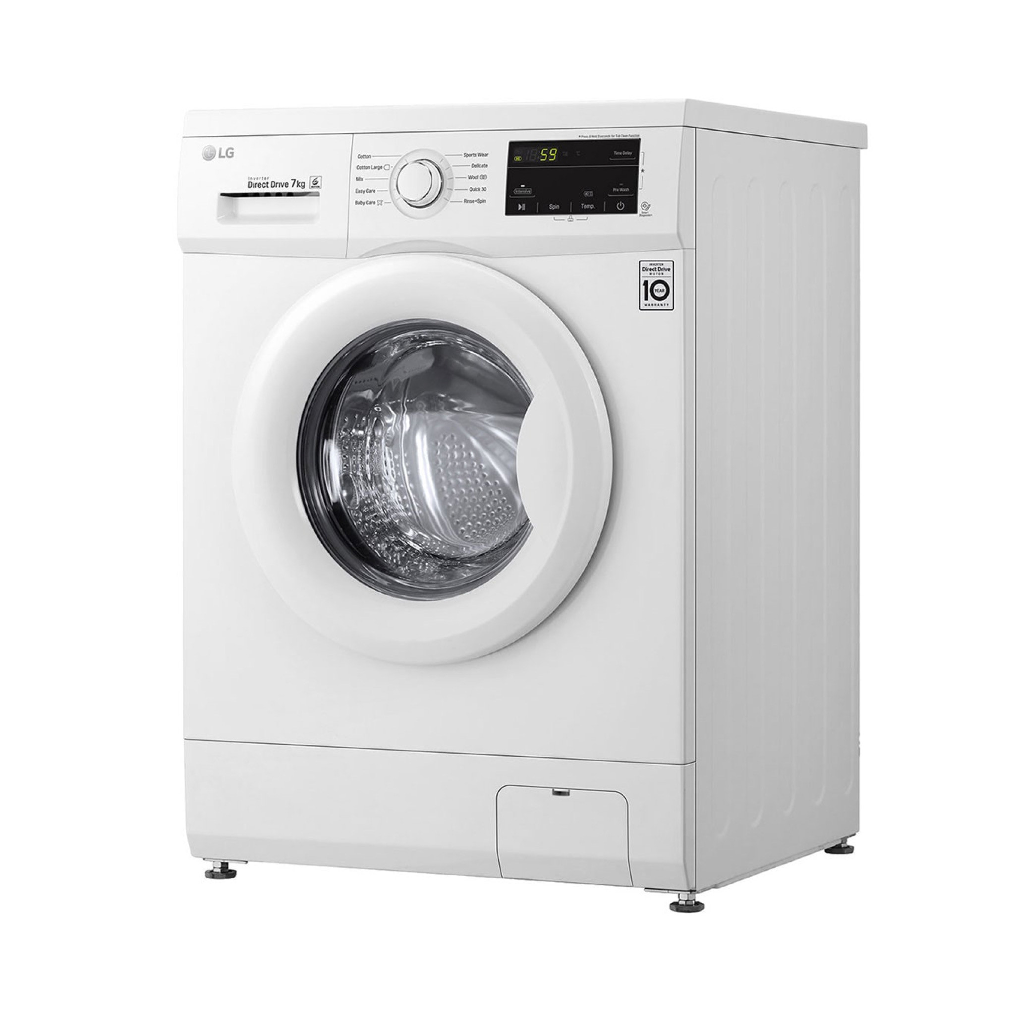LG 7Kg Front Load Washing Machine | Inverter DD | Steam | Smart Diagnosis - FH2J3QDNG0P white