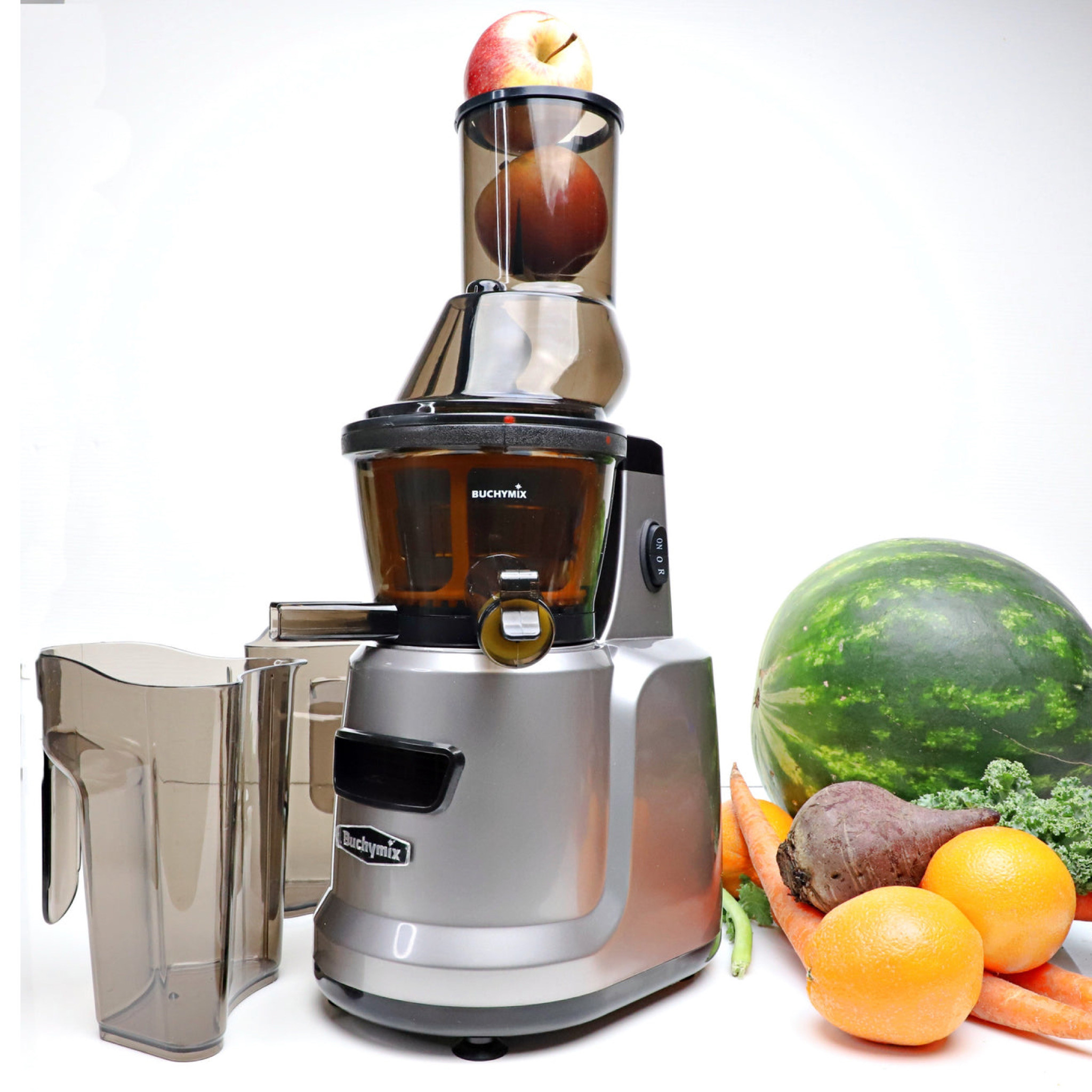 Buchymix premium masticating whole slow juicer / cold press juicer with powerful upgraded AC Motor.