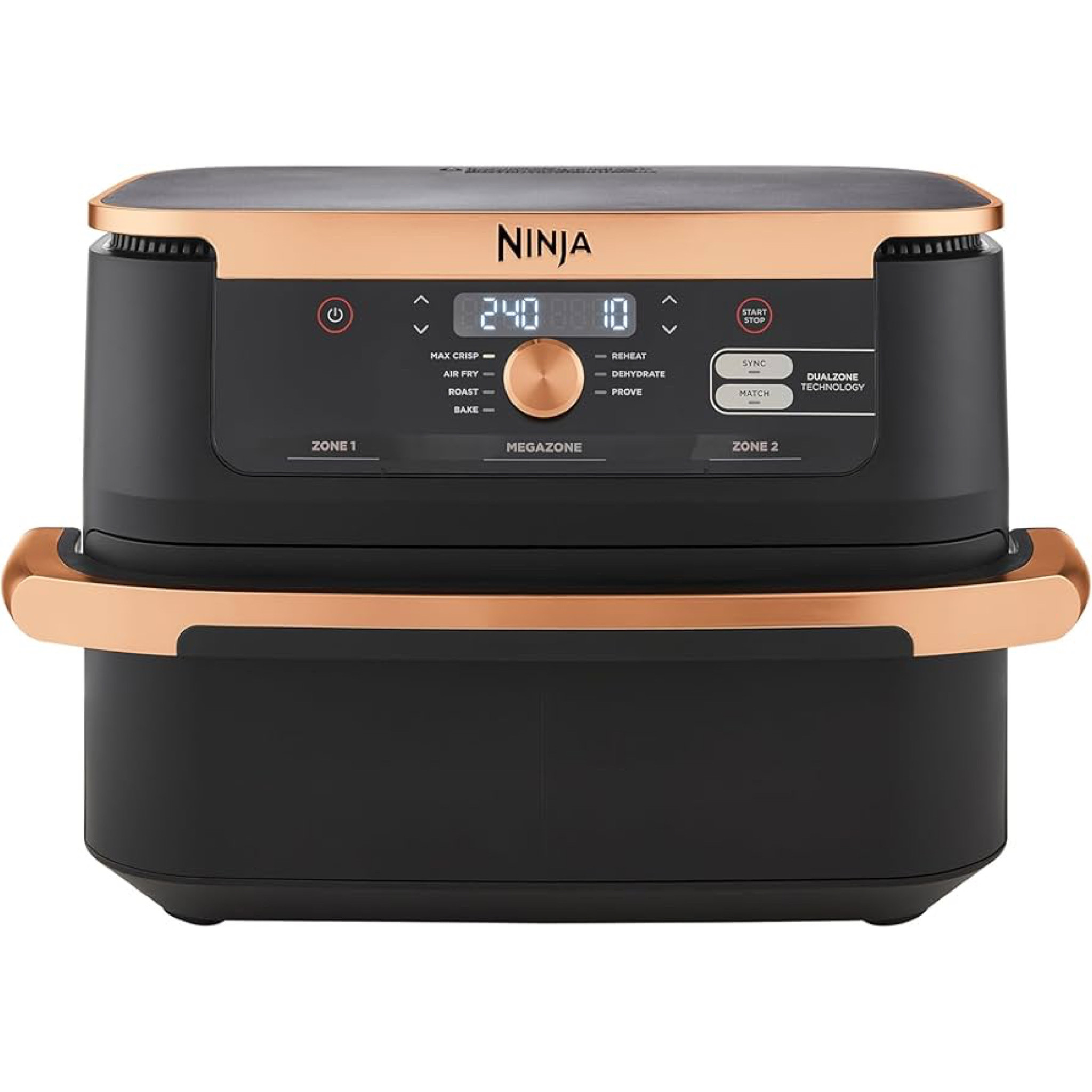 Ninja Foodi 10.4L FlexDrawer Exclusive Copper Edition Dual Zone Air Fryer With Tongs & Removable Divider - AF500UKCP