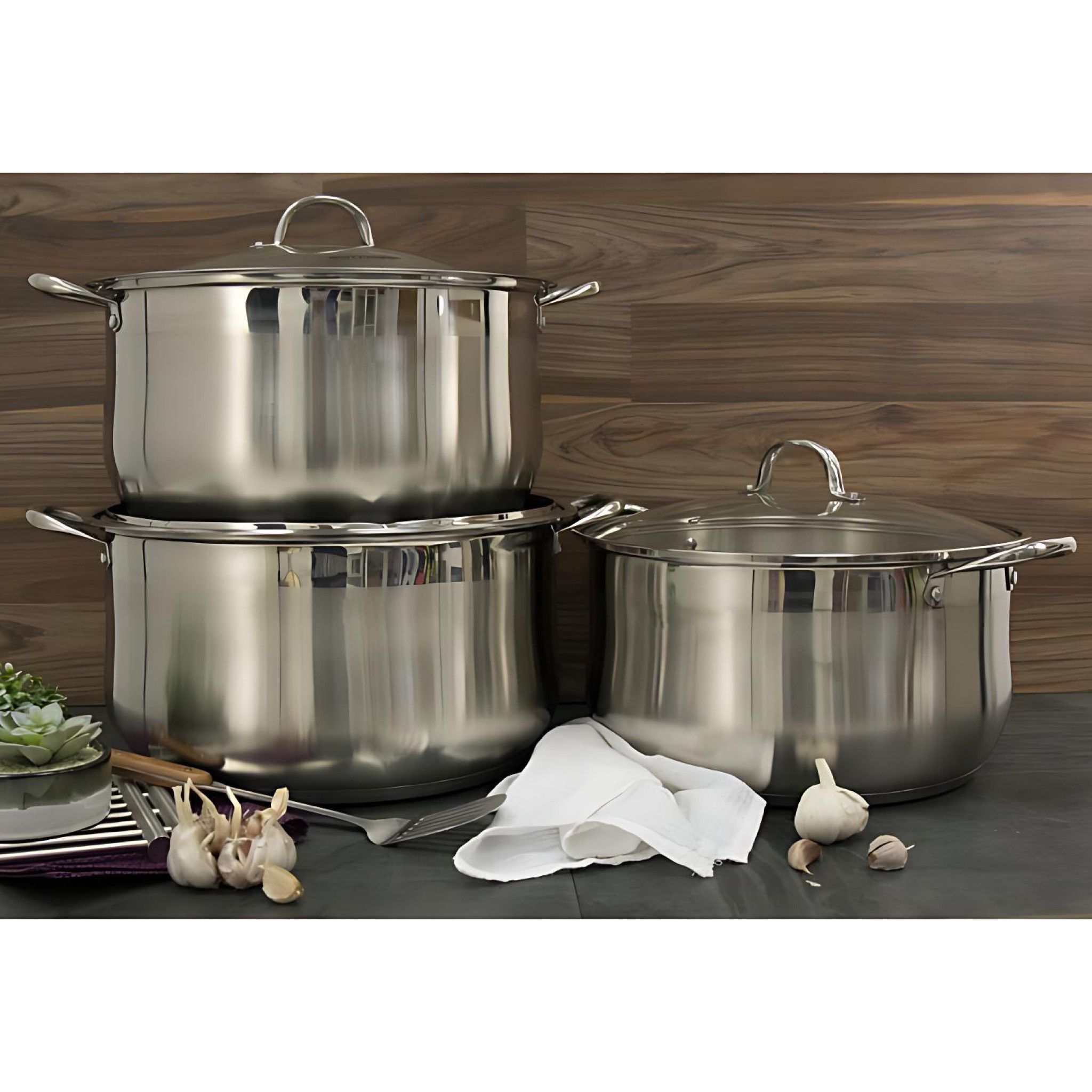 Hoffavorer Germany Party-Size 10/18 Heavy Duty Stainless Steel Big Pot Cookware Set