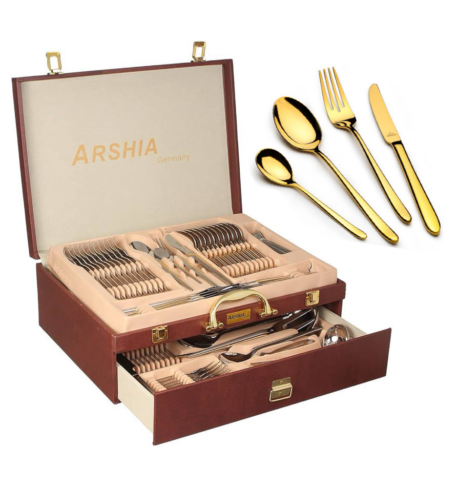 ARSHIA 86-Piece Gold Cutlery Set - TM1401G-2360