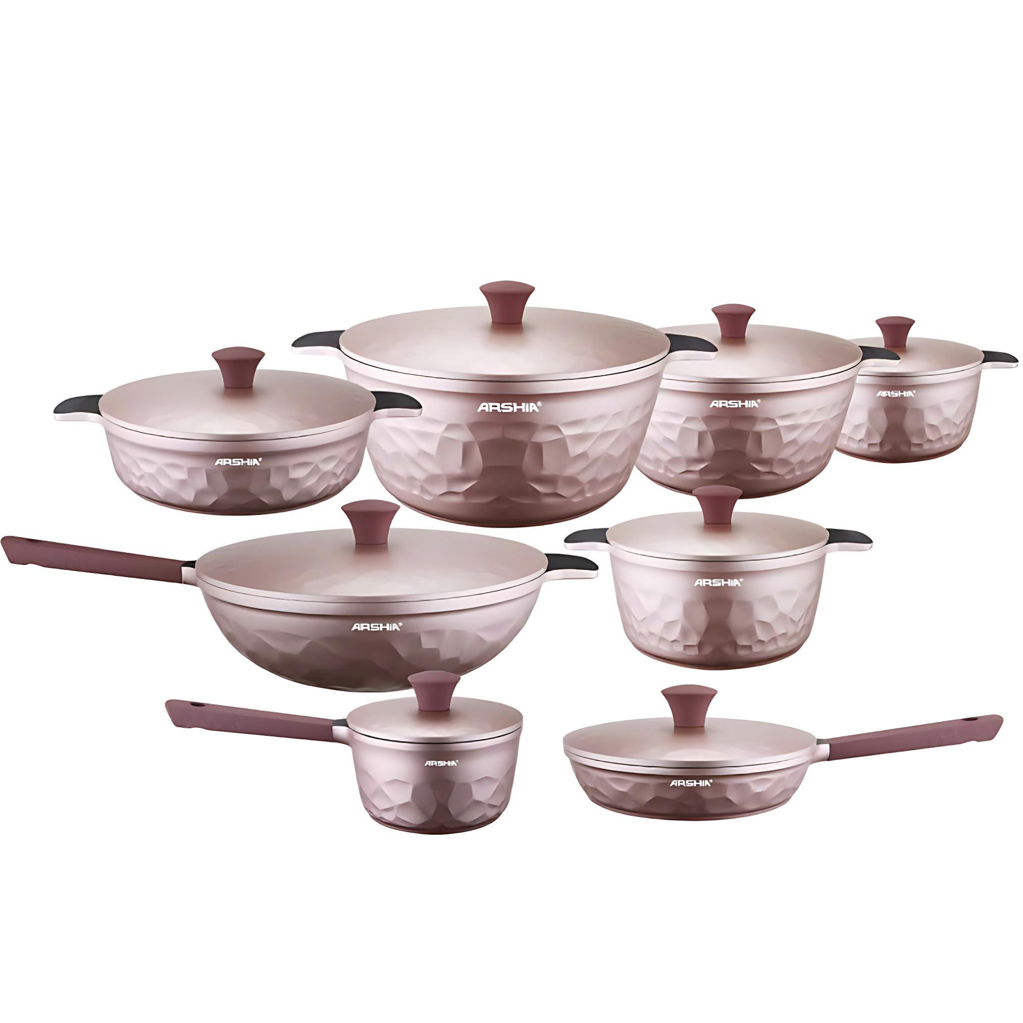 ARSHIA 16-piece diamond texture cookware set | CO110-3302 | Pink