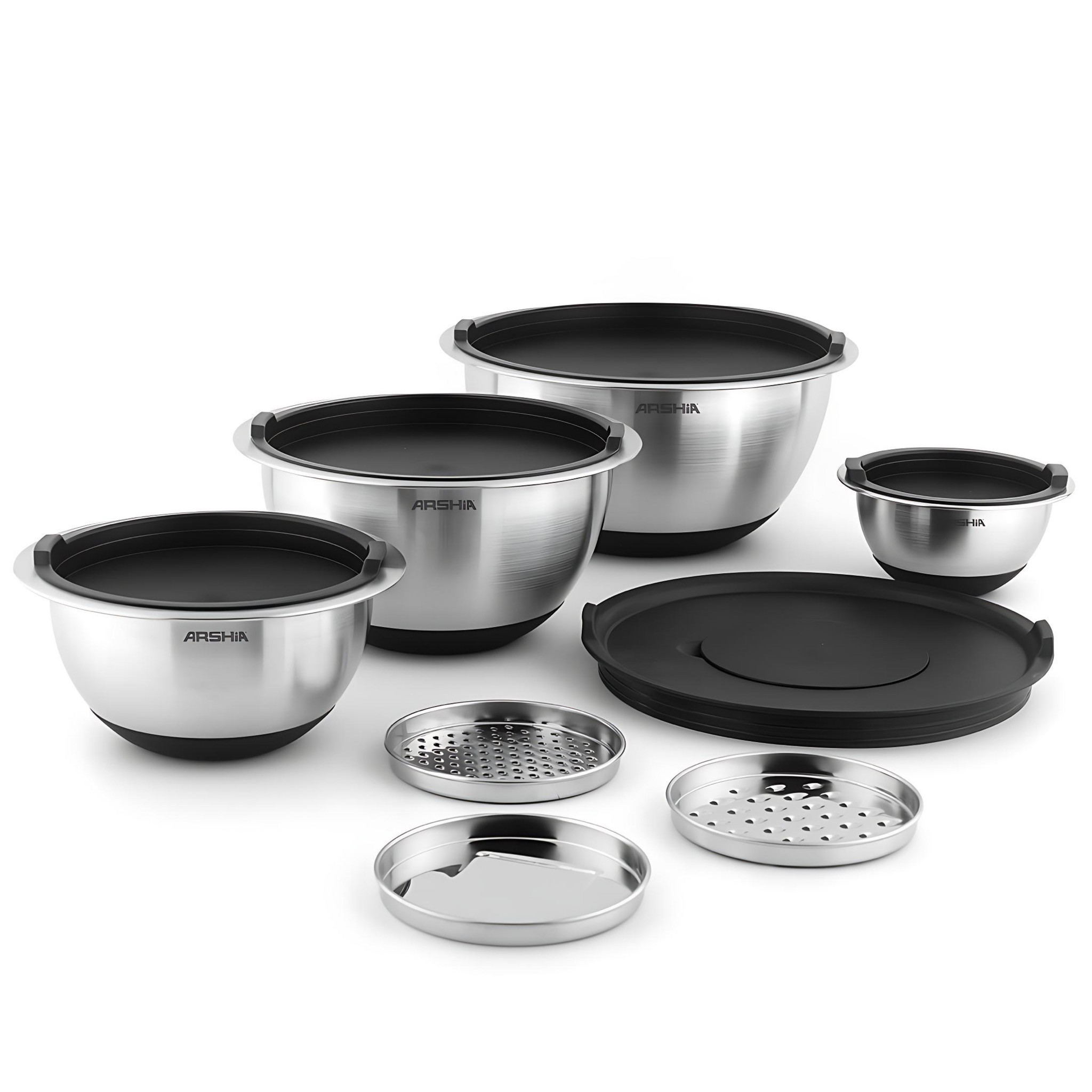 Arshia 12PCs Stainless Steel Mixing Bowl Set With Grater | MB278-3638