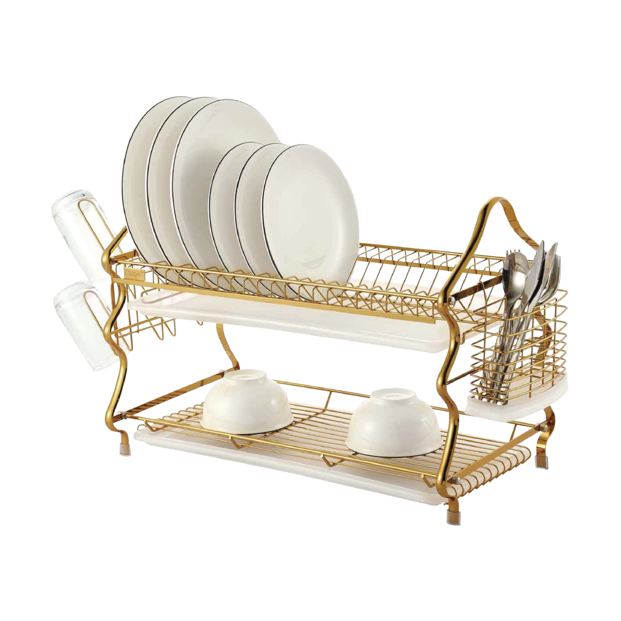 Flugel 2 tier  stainless steel gold dish drying rack | DR110-6163