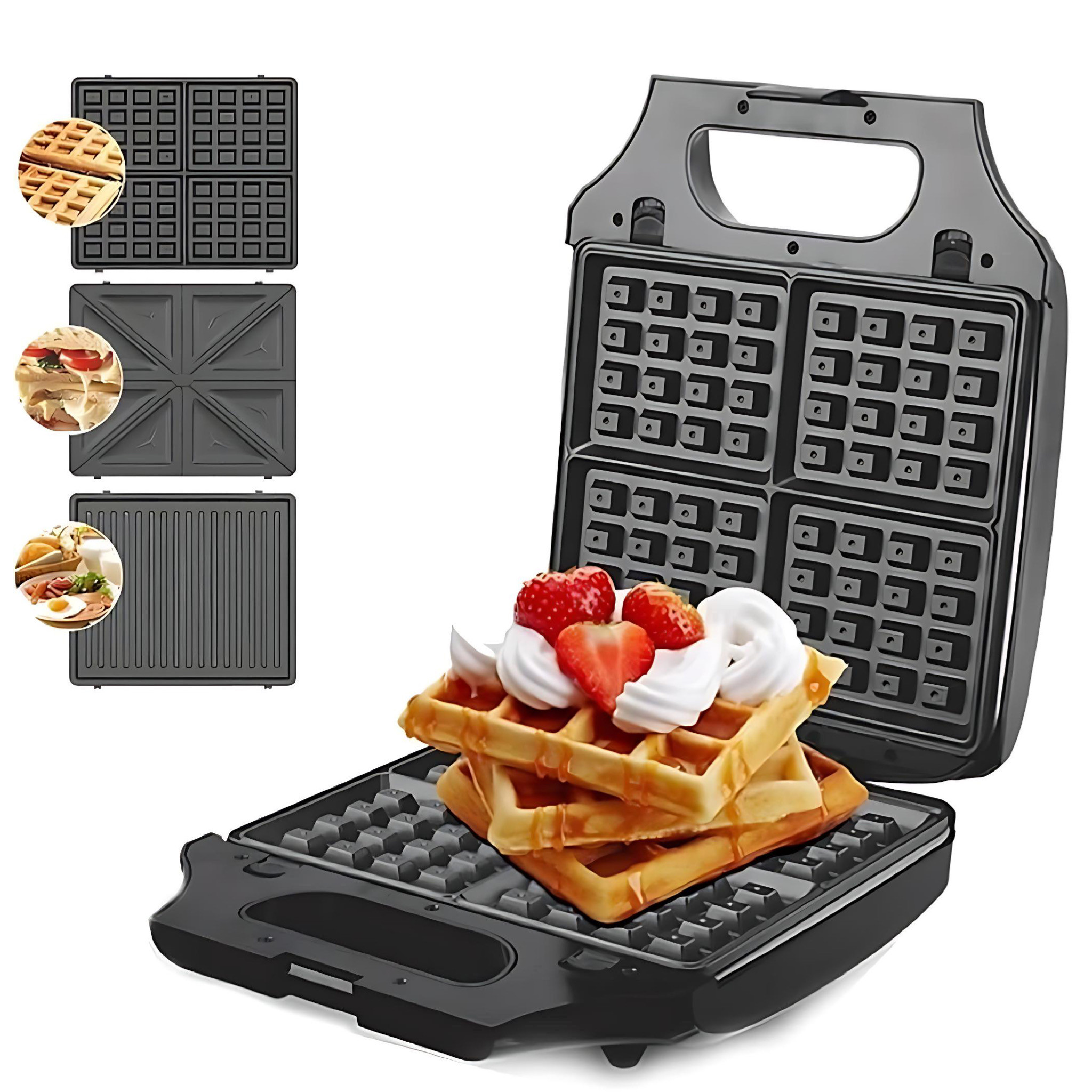 Dsp 4-Slice 3in1 Large Size Electric Waffle, Sandwich And Grill Maker