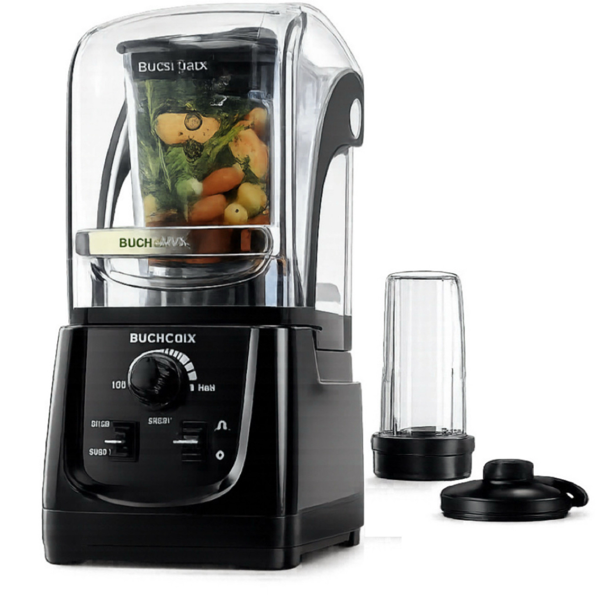Buchymix Ultra Heavy-Duty Soundproof Blender with Extra Bottle - Manual Control - Silver